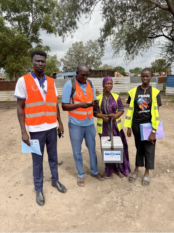 Vaccination team during a measles campaign in Bor County